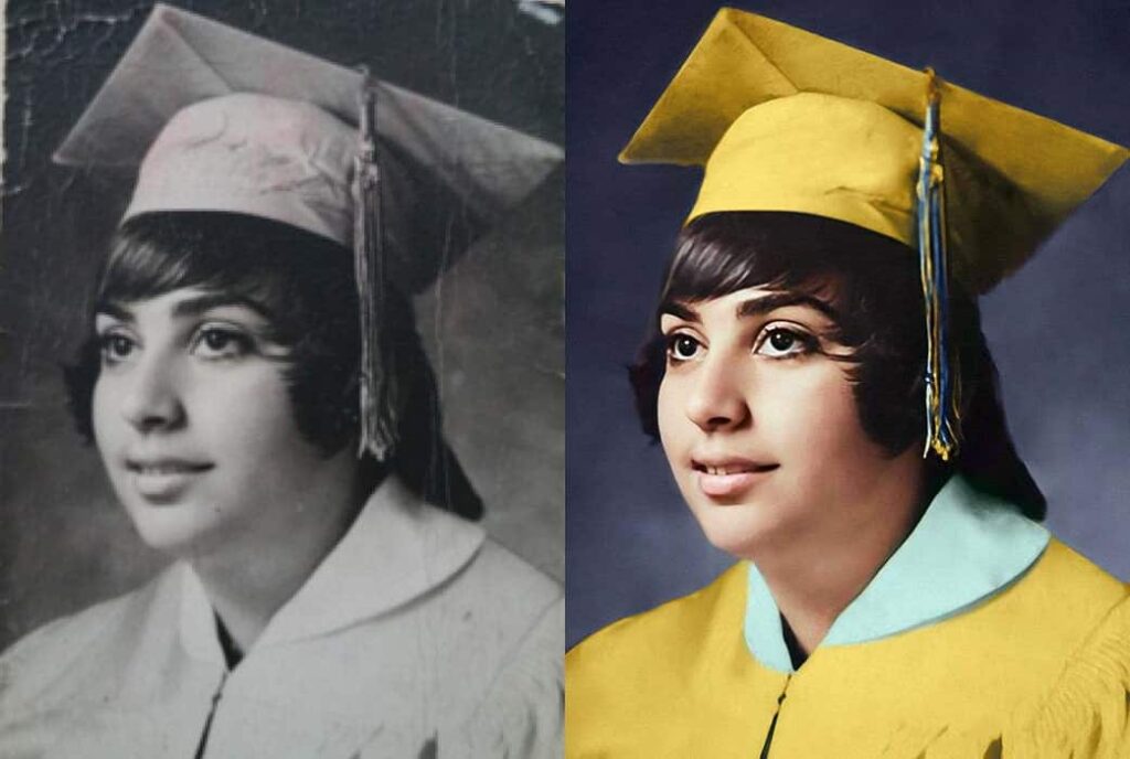 Before and after graduation photo restoration