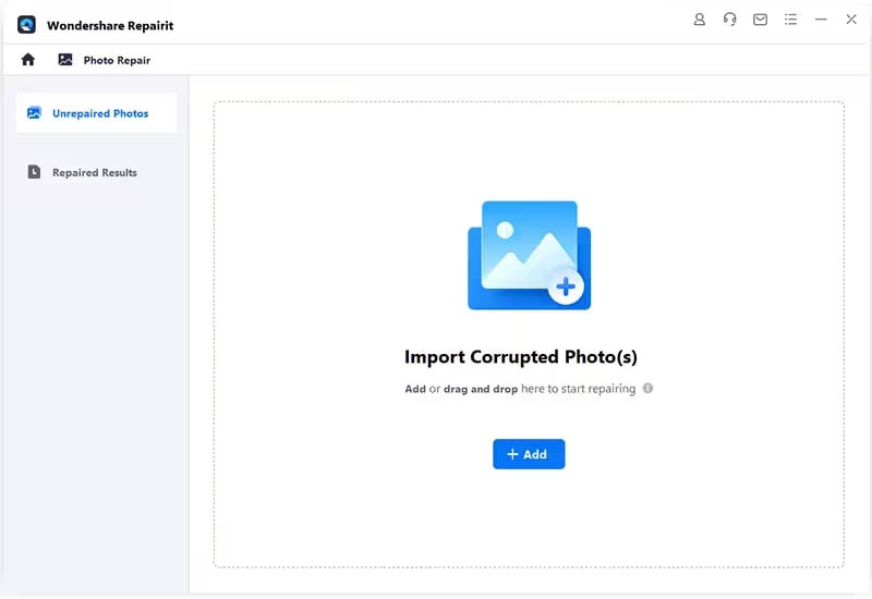 Wondershare Repairit Photo Repair interface for corrupted HEIC files