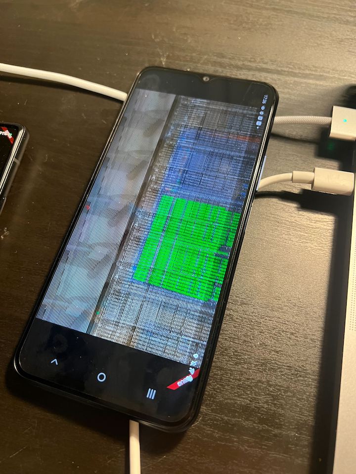 Corrupted photo on a smartphone screen