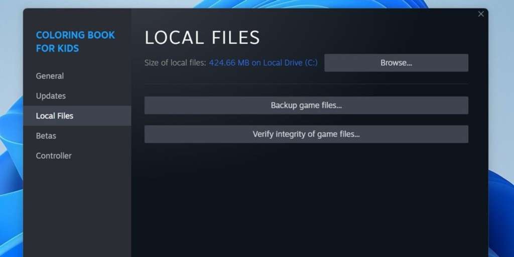 Steam verify integrity of game files option
